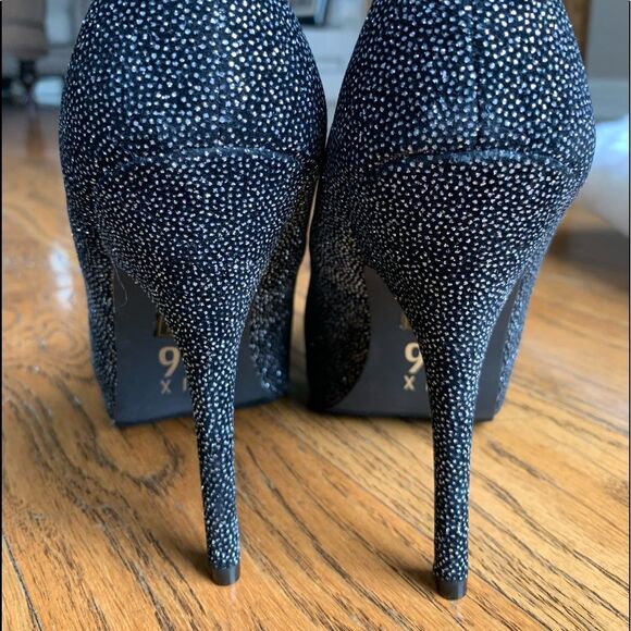 Mix No. 6 Black Shimmer Platform Formal Heels - Picture 6 of 11